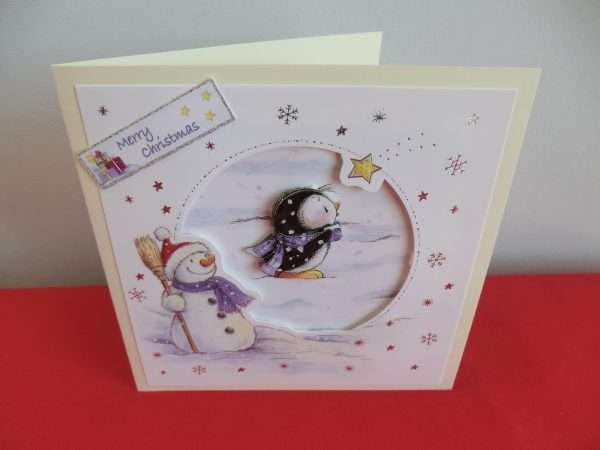 Penguin and Snowman card - standing