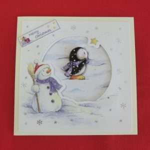 Penguin and Snowman card - flat