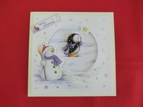 Penguin and Snowman card - flat