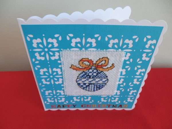 Blue Bauble card - standing