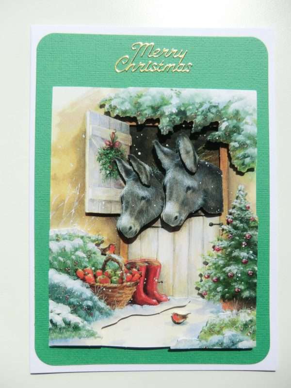 Donkeys in Stable card