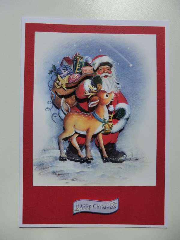 Santa with Reindeer card