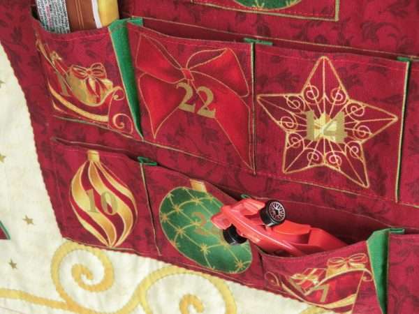 Sleigh Advent close up of pockets