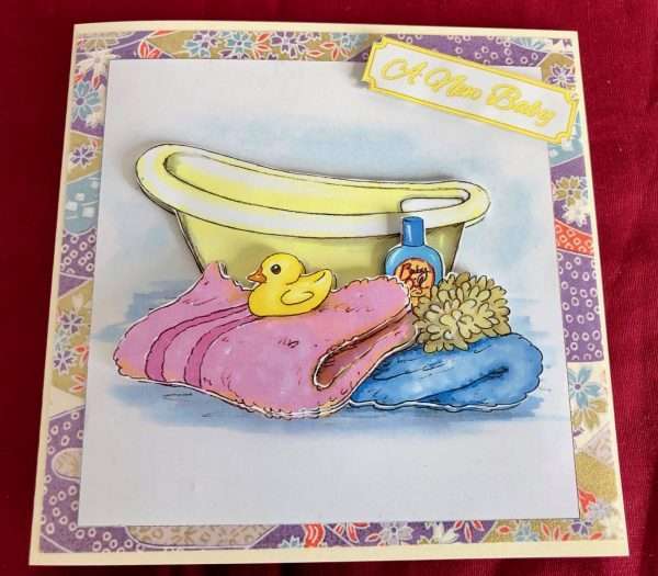 Image showing bath with towels and rubber duck