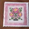 cross stitched art deco flowers card