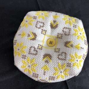 Biscornu pincushion yellow/brown