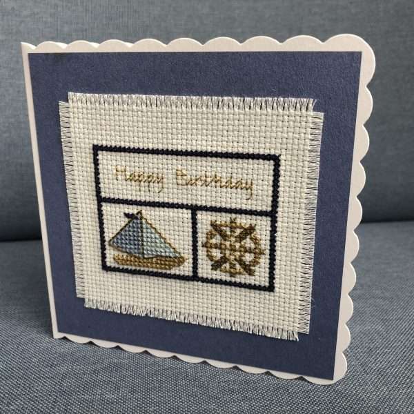 Birthday card with nautical theme standing