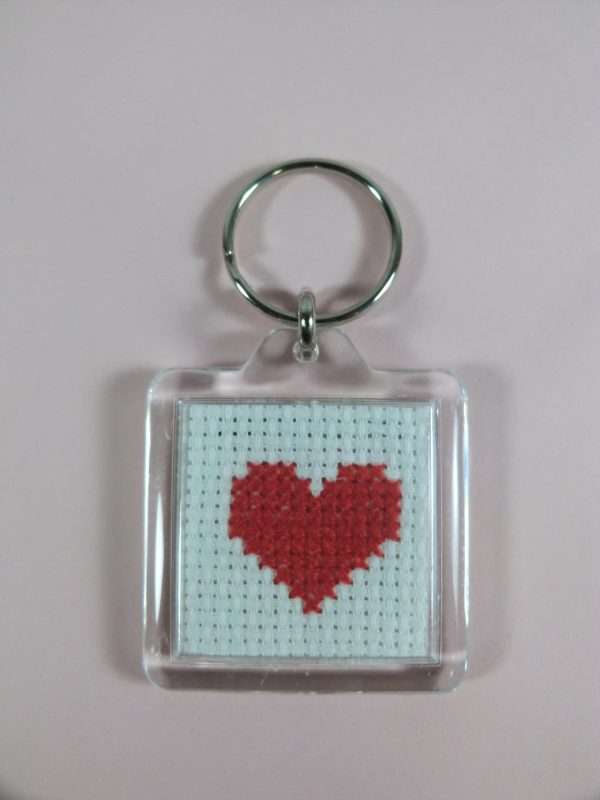 Heart on square design keyring