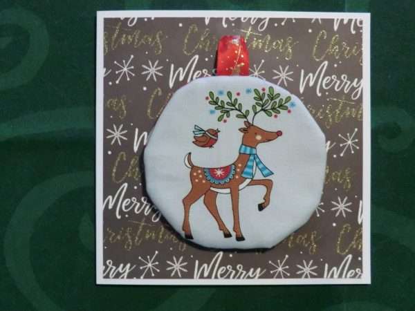 Card with reindeer ornament