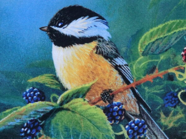 closeup of bird on blackberry cushion cover