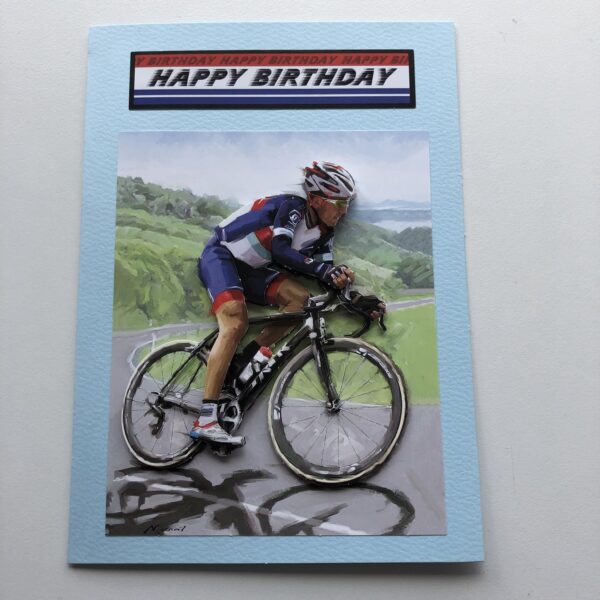 Cyclist birthday card flat