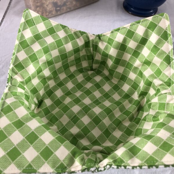 Green check bowl cover