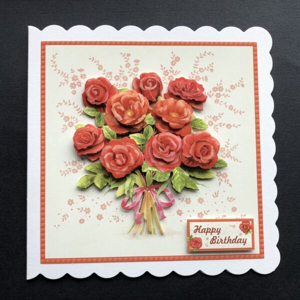 birthday card with decoupage roses