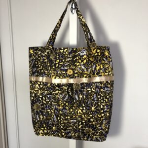 foldable bag hanging with front showing