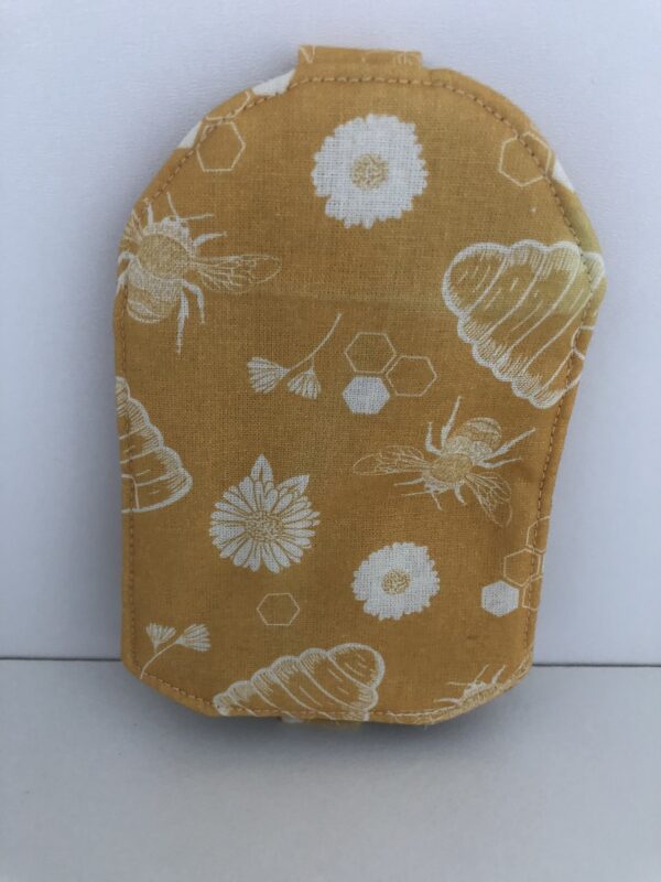 back view of key holder in bumble bee fabric