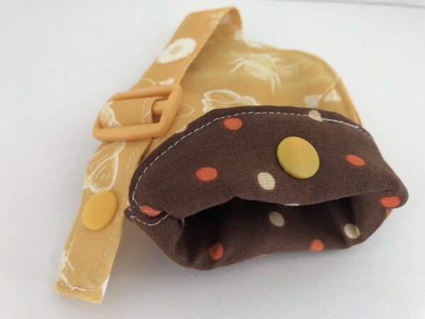 key holder showing inside brown polka dot fabric