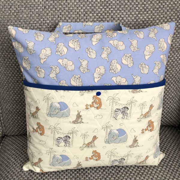 Dumbo and friends reading cushion with quilted front pocket