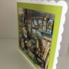 side view of afternoon snooze card showing layers of decoupage