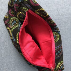 inside view of paisley design makeup bag