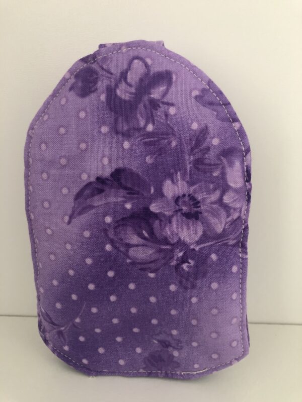 back view of purple floral key holder