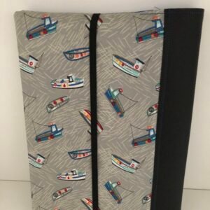 back of notebook showing the closing elastic strap