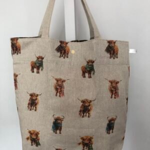 Little cows all over folding bag fabric