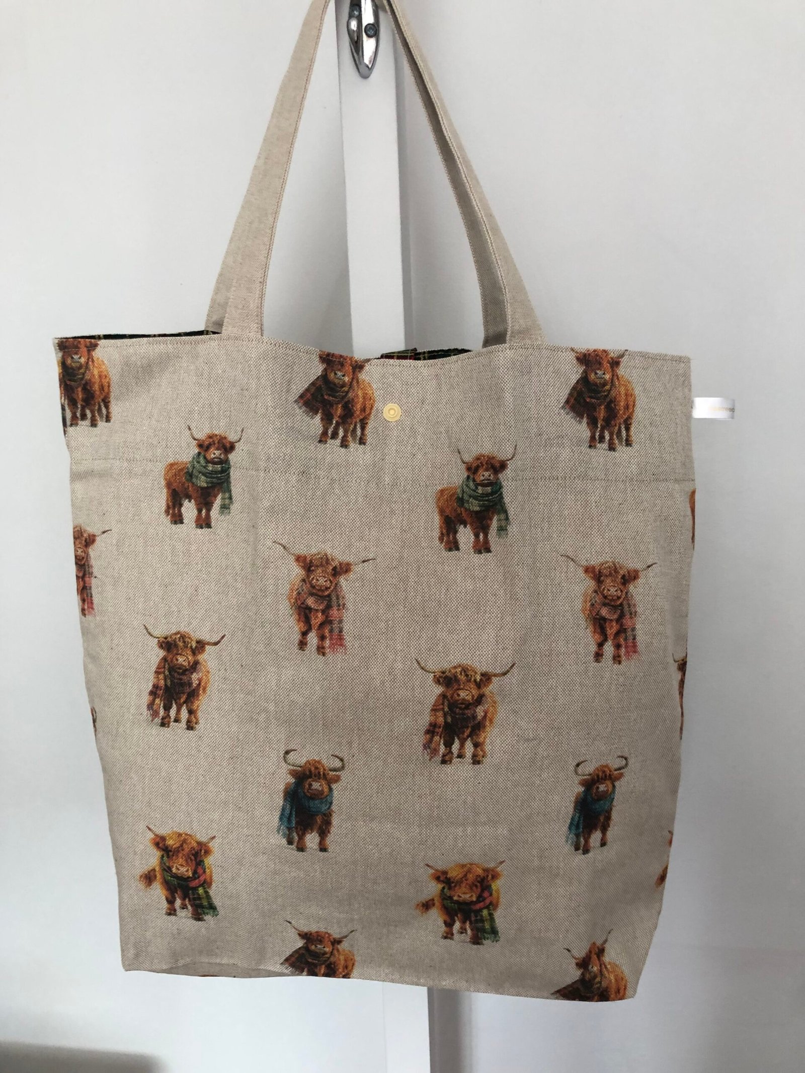Little cows all over folding bag fabric