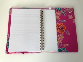 Notebook inside back showing flap