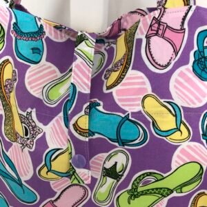 Shoe themed foldable bag closeup of fabric