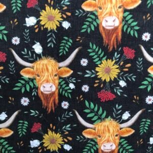 Closeup of Highland cow fabric